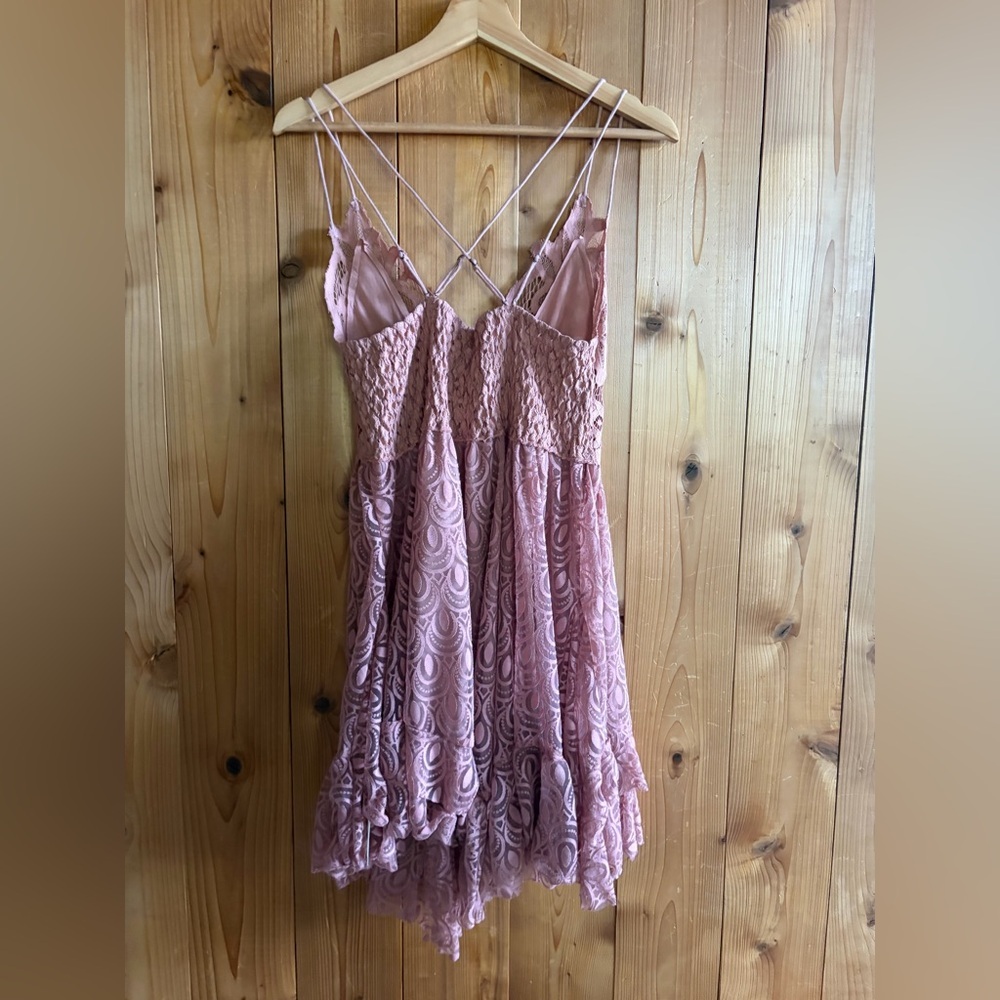 Free People NWT Adella Lace Burnout Slip Dress Pink Size L - Picture 7 of 8